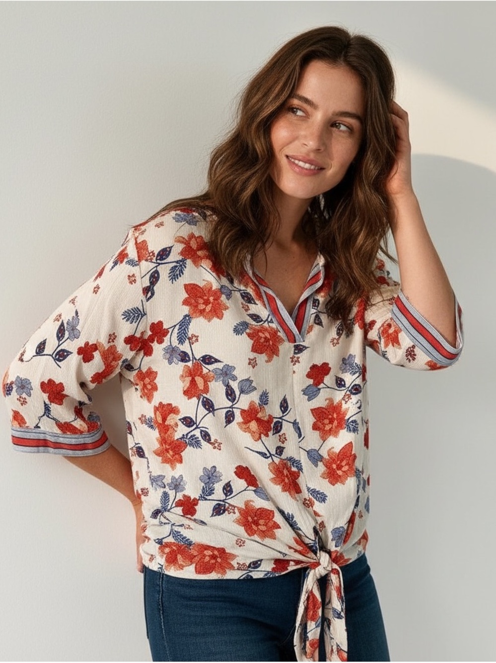 Studio by JPR Tie Front Blouse Sz Large NWT